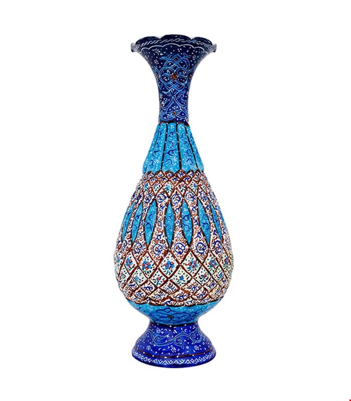گلدان میناکاری مسی مدل گل اسلیمی